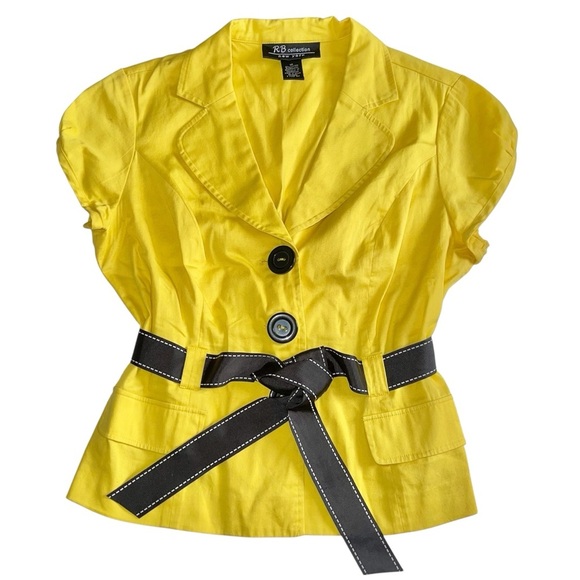 RB Collection Yellow Women's Blouse with Belt Sz 10 - Picture 1 of 5